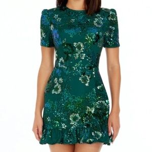 Dress the Population Green Sequin Mini Dress